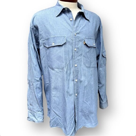 Vintage Pendleton Blue Cotton Work Shirt RN 29685 Men's size Large L - Picture 1 of 12